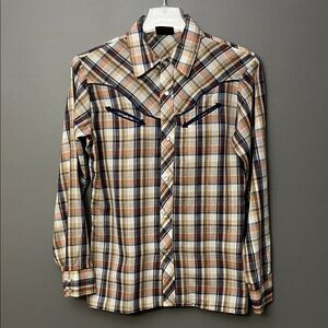 Vintage Stir-Ups Women’s Western Plaid Pearl Snap Shirt - Size M